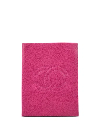 Pre-owned Chanel 1995 Cc Leather Notepad Cover In Pink