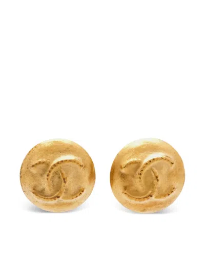 Pre-owned Chanel 1995 Cc Logo Clip-on Earrings