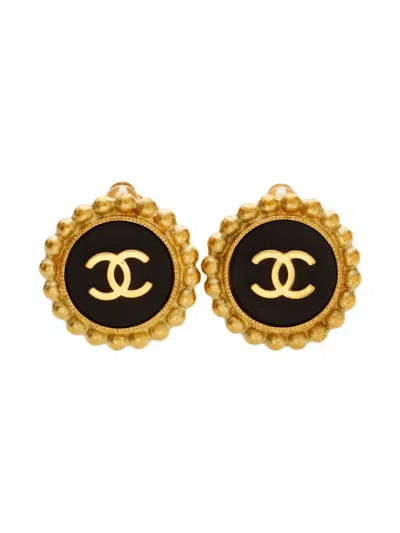 Pre-owned Chanel 1995 Cc-mark Clip-on Earrings In Gold