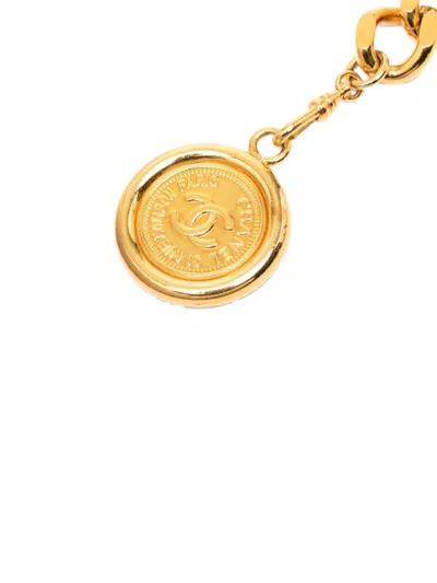 Pre-owned Chanel 1995 Cc Medallion Chain-link Belt In Gold
