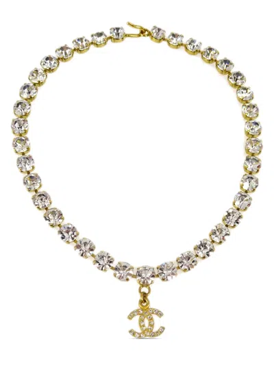 Pre-owned Chanel 1995 Cc Rhinestone-embellished Necklace In 金色