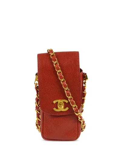 Pre-owned Chanel 1995 Cc Turn-lock Accessory Shoulder Bag In Red