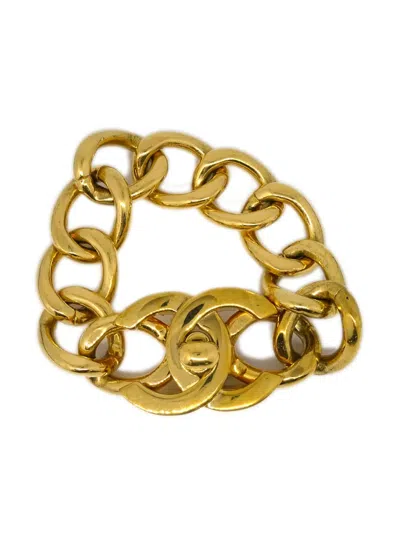 Pre-owned Chanel 1995 Cc Turn-lock Bracelet In Gold