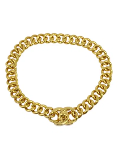Pre-owned Chanel 1995 Cc Turn-lock Chain Necklace In Gold