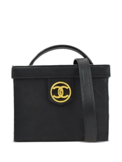 Pre-owned Chanel 1995 Cc Turn-lock Two-way Vanity Bag In Black