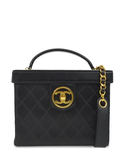 Pre-owned Chanel 1995 Cc Turn-lock Vanity Handbag In Black