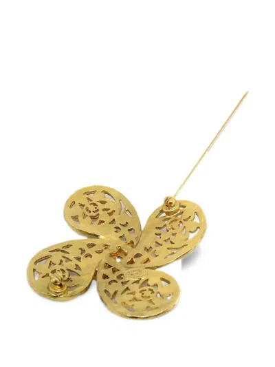 Pre-owned Chanel 1995 Cc-logo Brooch In Gold