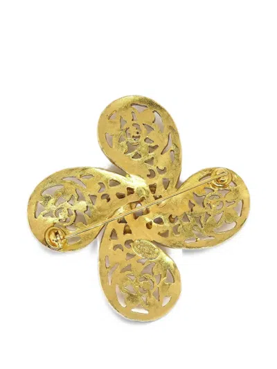 Pre-owned Chanel 1995 Cc-logo Brooch In Gold