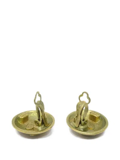 Pre-owned Chanel 1995 Cc-logo Clip-on Earrings In Gold