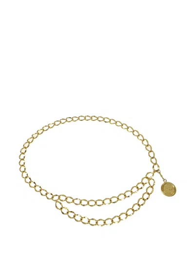 Pre-owned Chanel 1995 Chain Medallion Belt In Gold