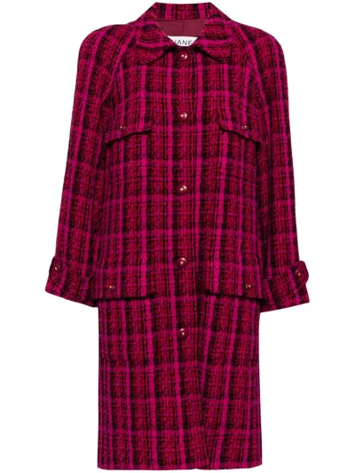 Pre-owned Chanel 1995 Checked Single-breasted Coat In Pink