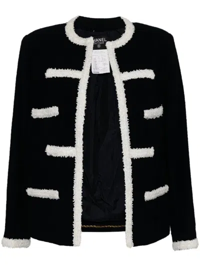 Pre-owned Chanel 1995 Collarless Jacket In 蓝色