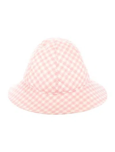 Pre-owned Chanel 1995 Cotton Check Bucket Hat In Pink