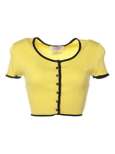 Pre-owned Chanel 1995 Cotton Crop Top In Yellow