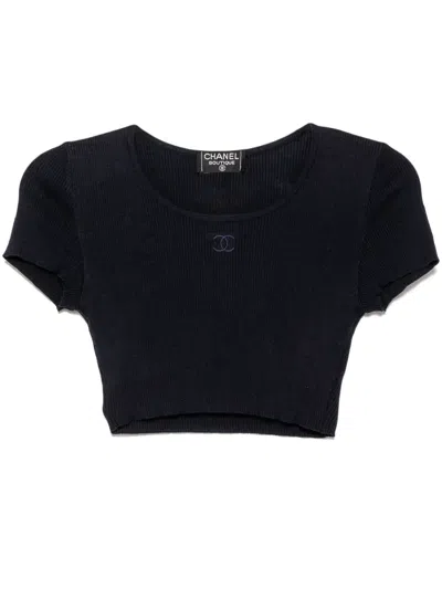 Pre-owned Chanel 1995 Cropped T-shirt In Blue