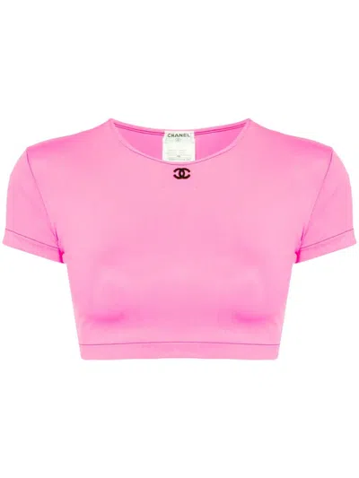 Pre-owned Chanel 1995 Cropped T-shirt Tops In Pink