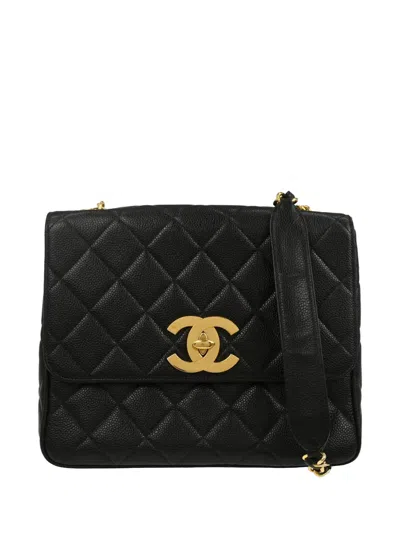 Pre-owned Chanel 1995 Diamond-quilted Shoulder Bag In Black