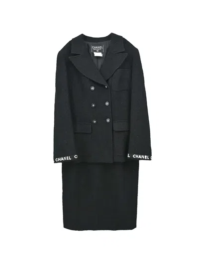 Pre-owned Chanel 1995 Double-breasted Skirt Suit In Black