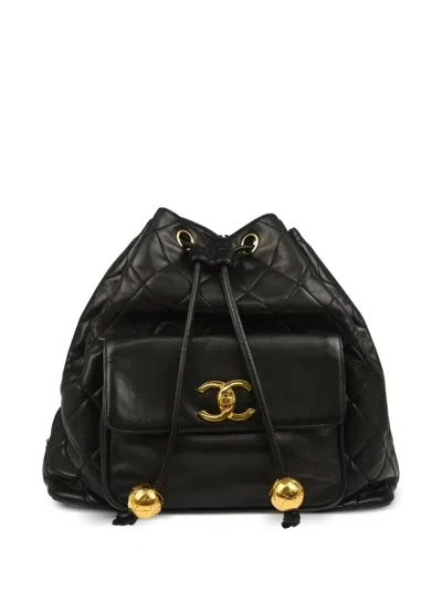 Pre-owned Chanel 1995 Drawstring Backpack In Black