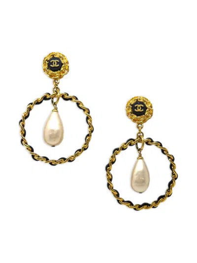 Pre-owned Chanel 1995 Faux Pearl Earrings In Gold