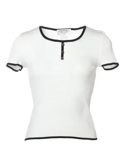 Pre-owned Chanel 1995 Fine-ribbed T-shirt In White