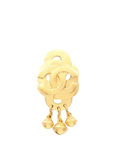 Pre-owned Chanel 1995 Gold Plated Cc Bell Brooch Costume Brooch