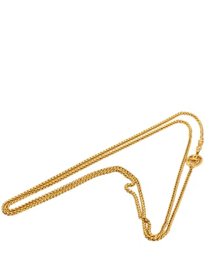 Pre-owned Chanel 1995 Gold Plated Medallion Double Strand Chain Necklace Costume Necklace