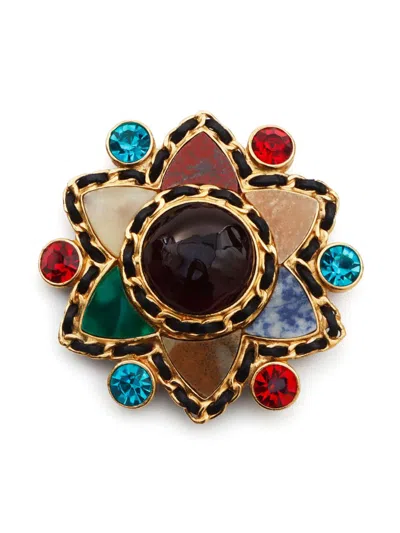 Pre-owned Chanel 1995 Gripoix Brooch In Gold