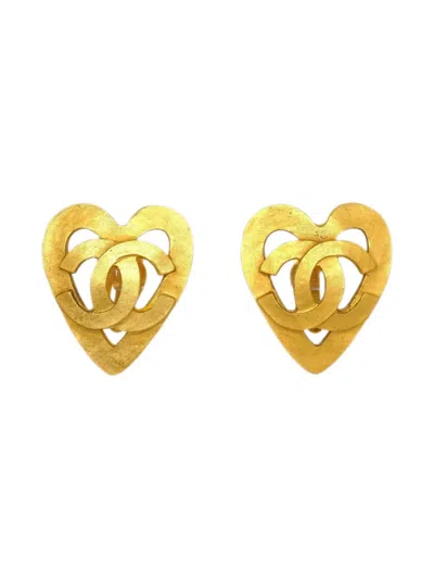 Pre-owned Chanel 1995 Heart Clip-on Earrings