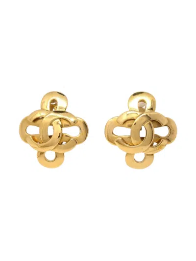 Pre-owned Chanel 1995 Interlocking Cc Earrings