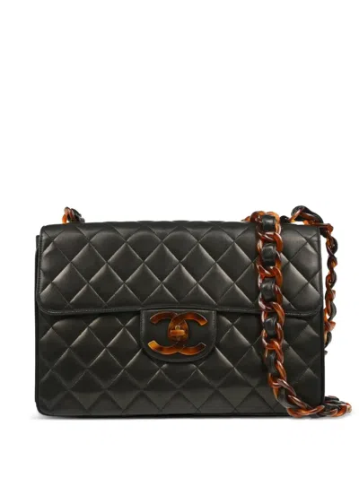 Pre-owned Chanel 1995 Jumbo Classic Flap Shoulder Bag In Black