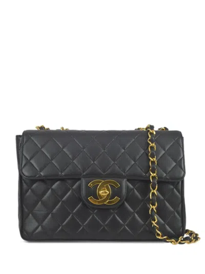 Pre-owned Chanel 1995 Jumbo Classic Flap Shoulder Bag In Black