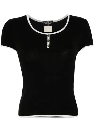 Pre-owned Chanel 1995 Knitted T-shirt In Black