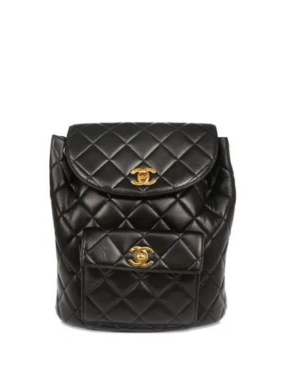 Pre-owned Chanel 1995 Large Duma Backpack In Black