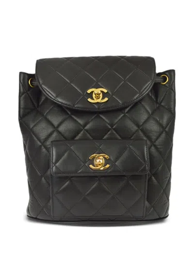 Pre-owned Chanel 1995 Large Duma Backpack In Black