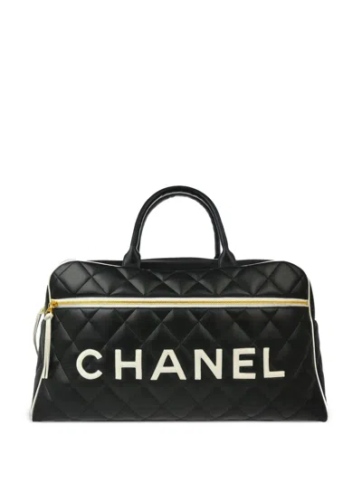 Pre-owned Chanel 1995 Logo-appliqué Bowling Bag In Black