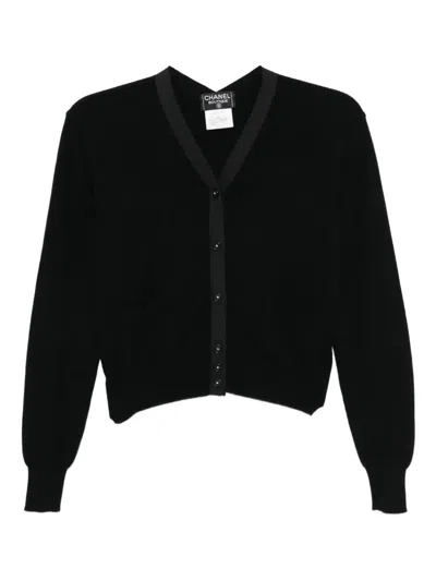 Pre-owned Chanel 1995 Long Sleeve Cardigan In Black