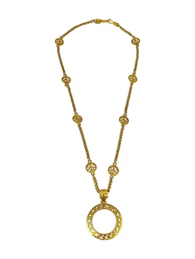 Pre-owned Chanel 1995 Loupe-pendant Necklace In Gold