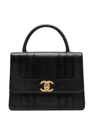 Pre-owned Chanel 1995 Mademoiselle Handbag In Black