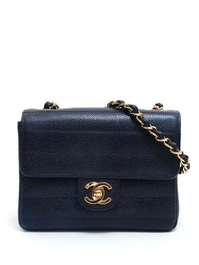Pre-owned Chanel 1995 Mademoiselle Quilted Mini Shoulder Bag In Black