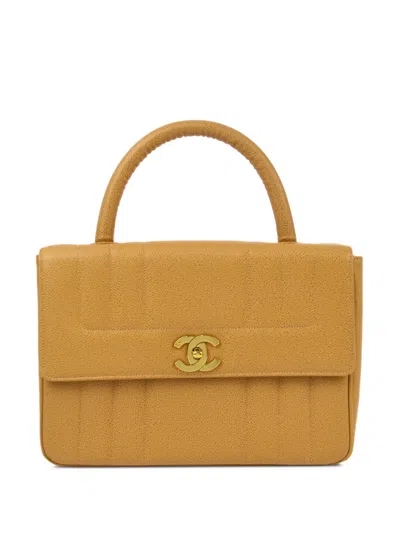 Pre-owned Chanel 1995 Mademoiselle Top-handle Bag In Neutrals
