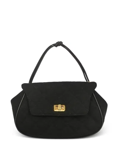 Pre-owned Chanel 1995 Mademoiselle Top-handle Handbag In Black