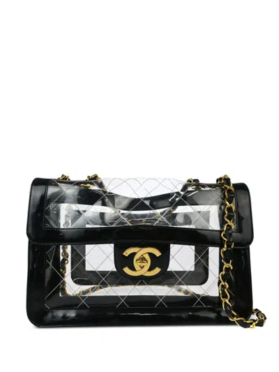 Pre-owned Chanel 1995 Maxi Classic Flap Shoulder Bag In Black