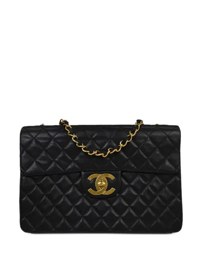 Pre-owned Chanel 1995 Maxi Classic Flap Shoulder Bag In Black