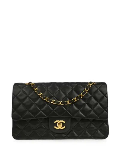 Pre-owned Chanel 1995 Medium Classic Double Flap Shoulder Bag In Black