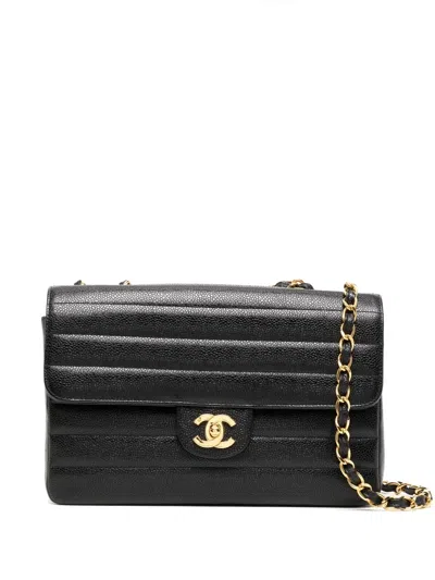 Pre-owned Chanel 1995 Medium Classic Flap Shoulder Bag In Black