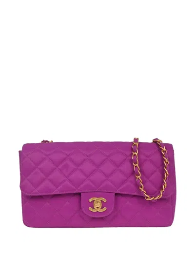 Pre-owned Chanel 1995 Medium Single Flap Shoulder Bag In Purple