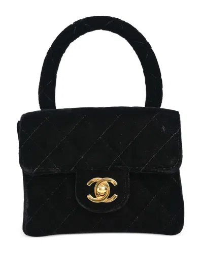 Pre-owned Chanel 1995 Mini Classic Flap Square Handbag In Black