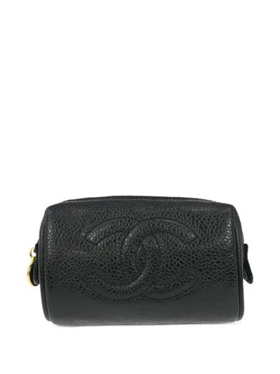 Pre-owned Chanel 1995 Multi Caviar Pouch In Black