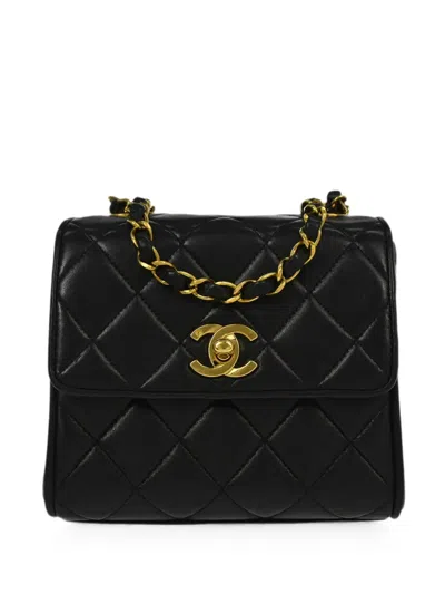 Pre-owned Chanel 1995 Quilted Cc Turn-lock Shoulder Bag In Black